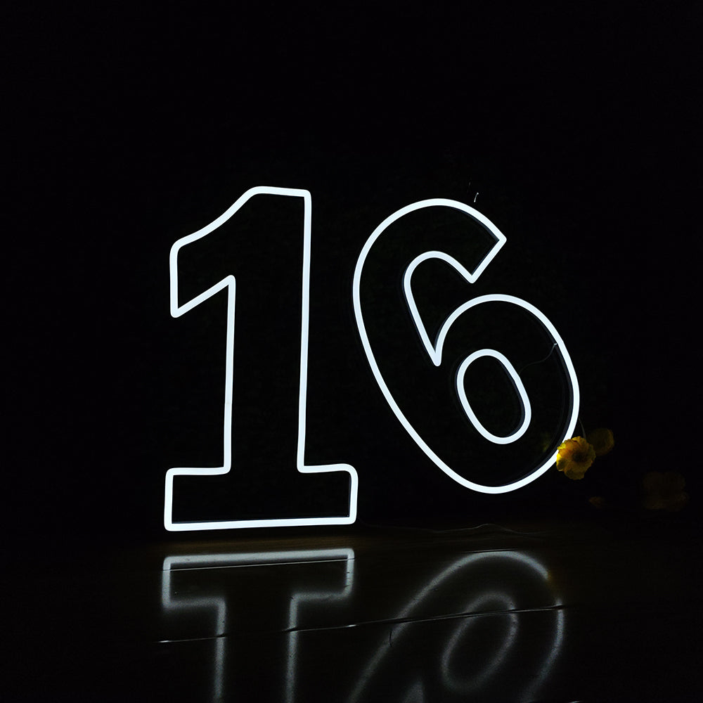 Led neon sign - Led neon bord - op maat gemaakt - custom - meerdere kleuren - figure(s) - number - 16 led neon sign 